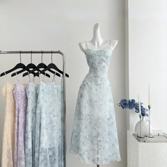 Hnewly Elegant Floral Fairy Dress Women Casual Sweet Y2k Clothing Sexy Strap Dress Even Party One Piece Dress Korean Chic Sleeveless