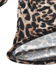 Hnewly Ladies' sexy leopard print off-the-shoulder long-sleeved T-shirt top