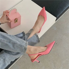 Hnewly Design Pointed Toe Women Sandals New Arrivals Black White Summer Dress Shoes Thin High Heels Elastic Band Ladies Party Mule