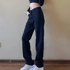 Hnewly New Arrival OL Work Women Denim Jeans Straight Classic Black Loose Casual Pants Dropship New Arrivals Daily Toursers Female