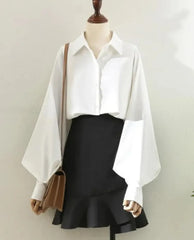 Hnewly Shirts Women Solid Simple Office Lady All-match Daily Temperament OL Creativity Special Tops Korean Style Modern Casual Classics