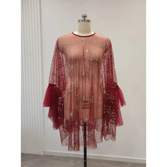Hnewly Pregnant Women Mini Dress For Photography Props Solid Color Premama Sequined Stars Photoshoot Dresses Maternity Baby Shower Gown