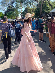 Hnewly Design V-Neck Strap Midi Dress Women Beacy Style Summer One Piece Dress Korean Fashion Clothing Elegant Vintage Dress Chic Y2k