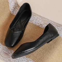 Lunivop Summer Soft Leather Slip-Resistant Work Shoes for Women Black Flat Professional Square Toe Office Mary Jane Shoes Loafers