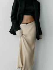 Hnewly Women Satin Skirt High Waist Midi Skirt Stylish Long Skirts For Women Fashion Chic And Elegant Woman Skirt Streetwear
