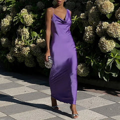 Hnewly Cocktail Party Backless New Dress Casual Women's Off Shoulder Slim Fit Long Dress Summer Sleeveless Camisole Holiday Dress