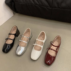 Lunivop Square Toe Thick Heel Women Mary Jane Shoes Fashion Shallow Buckle Strap Shoes Spring Female Elegant Dress Leather Pumps