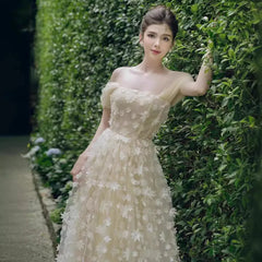 Hnewly Fashion Women Dress Sleeveless Square Collar 3D Flowers Lace Patchwork Female Summer Party Dresses New Tide