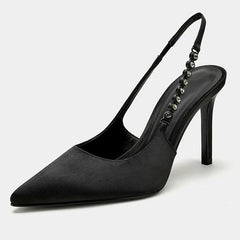 Lunivop Fashion Pointy High Heels Women's Summer New Chain Design Sense Niche Thin Heels Outside Wear Baotou Sandals Crystal Pumps