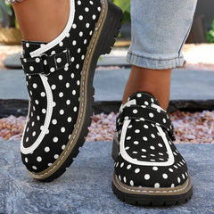 Lunivop Women's Large Size Fashionable Polka Dot Decorated Low-top Shoes Spring and Autumn New Velcro Design Casual Comfortable Loafers