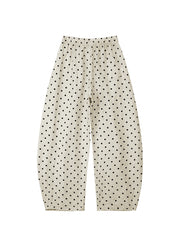 Hnewly Linen Polka Dot Wide-Leg Pants for Women's Summer, Thin High-Waisted Loose and Laid-Back Style Yamamoto Pants, Casual Straight-L