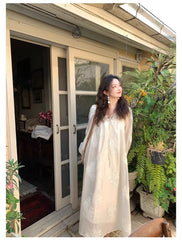 Hnewly French Vintage Midi Dress Women Casual Long Sleeve Elegant Dress Beach Style Even Party Clothing Korean Fashion Chic