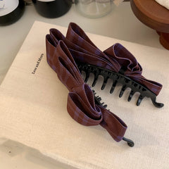 Hnewly 1pc Purple Checkered Canelé Banana Clip for Women, Elegant Vertical Barrette for High Ponytail at Back of Head, Hair Accessory