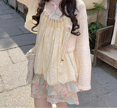 Hnewly Dress for Women Patchwork Chic Casual Pleated Dresses Spring Summer 2025 New Fashion Female Spaghetti Strap Sweet Dress