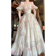 Hnewly Draping Effect off-Shoulder Dress for Women Seaside Vacation Style Super Fairy Women's Skirt