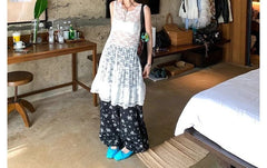 Hnewly Women's Spring Summer Versatile Stacked Hoodie Skirt