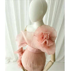 Hnewly Handmade Sheer Pleated Maternity Dresses for Photoshoot Puff Sleeve Off Shoulder Pregnancy Dress Baby shower vestido maternidad