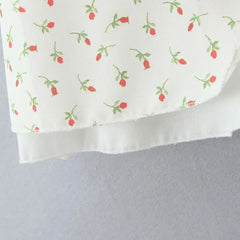 Lunivop New French Style Vintage Rose Flower Print Wood ears Bow Ruched Chest Sling Dress Women Cross Lacing up Backless Short Vestidos