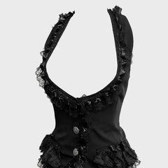 Lunivop New French Spice Women Low Collar Lace Edge Vest Y2k Aesthetic All Match Euramerican High Street Slim Waist Camisole Casual Tops