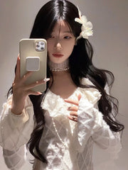 Hnewly Elegant French 2 Piece Skirt Set Women Autumn Y2k Long Sleeve Blouse + Midi Skirts Vintage Suits Korean Fashion Bodycon