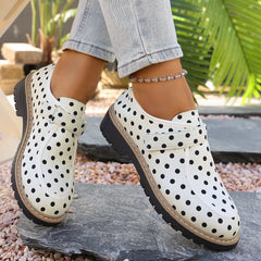 Lunivop Women's Large Size Fashionable Polka Dot Decorated Low-top Shoes Spring and Autumn New Velcro Design Casual Comfortable Loafers