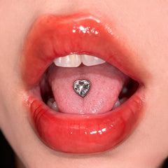 Hnewly Trendy Four-color Tongue Puncture Nail Punk Hip-hop Rock Body Jewelry Spicy Girl Cool Steel Red Heart Tongue Piercing