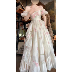 Hnewly Draping Effect off-Shoulder Dress for Women Seaside Vacation Style Super Fairy Women's Skirt