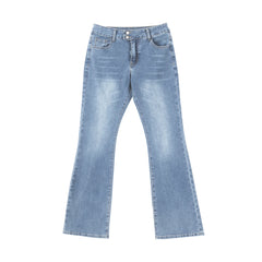 Hnewly YK2 Retro Low Waist Design Sexy Slim Fitting Long Denim Trousers for Lady Fashion Wide Leg Straight Stretch Jeans with Pockets