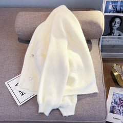 Hnewly Soft Knitted Sweater Cardigan Coat 2023 New Women Spring Autumn New Warm Comfortable Long Sleeve V-Neck Fashion Top Coat