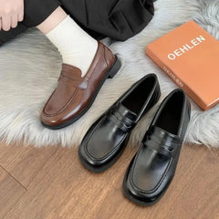 Hnewly FALL OUTFITS Loafers Women jk Uniform Shoes Uwabaki Japanese JK Round Toe Women Girls School Students mary janes Lolita Brown Cosplay Shoes