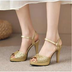 Lunivop Gold Platform Sandals Women New High Heels Women Wedding Shoes Fashion Peep Toe Sandalias De Mujer