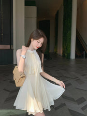 Hnewly Elegant Sleeveless Y2k Mini Dress Women Beach Style Office Lady One Piece Dress Korean Fashion 2000s Vintage Clothing Even Party