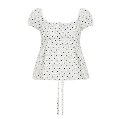 Hnewly y2k Tank Top Women Clothes Polka Dot Print Off Shoulder Short Sleeve Buttons T Shirt Vest 2000s Clothing Streetwear