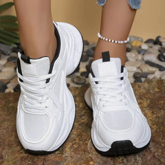 Hnewly Spring Summer New Casual Sneakers for Women Korean Fashion Lace Designer Mesh Shoes Woman Sports Platform Shoe Female