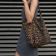 Hnewly New Oversize Leopard Tote Bags Luxury Canvas Shoulder Bag Large Capacity Purses and Handbags Animal Printed Shopper Designer Bag