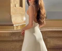 Hnewly Autumn New Solid Color Design Sleeveless V - Neck Elegant Maxi Dress