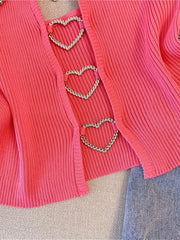 Hnewly summer inspo New Sexy Solid Ribbed Crop Sleeveless Top - Back Heart Decor Cami Top for Women Perfect for Spring & Summer