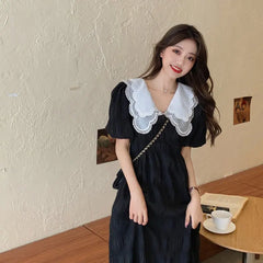Hnewly French Vintage Midi Dress Women Elegant Sweet Party Princess Dress Female Korean One-piece Dress Wedding Gothic Clothes New