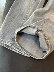 Hnewly Letter Printing Women Wide Leg Jeans Y2K High Waist Streetwear Baggy Denim Trousers Bf American Hip Hop Grunge Jeans New