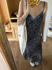 Hnewly Prom dresses Summer birthday dresses luxury one pieces midi dress evening party vacation outfis leopard dress sleeveless