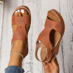 Lunivop Women's High Heel Sandals Large Size Slip-On Thick Bottom Fish Mouth Hollow out Roman Style Fashionable Sandals