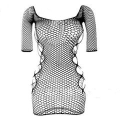 Hnewly Sexy Female Dress Sleepwear Long Sleeve Clothes Ladies Summer Fishnet Short Net Skirt Lingerie Women