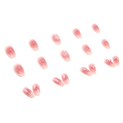 Lunivop 24pcs Fashion False Nails Ballet Press on Nails Pearl 3d Flower Realistic Nail Tips Artificial Finger Nail with Charms Removable