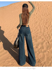 Hnewly Wide Leg Pants Ivory Womens Autumn Knitting Corduroy Flannel Checked Tender Jacquard English-Style Embroidery Office Altgoth Ins