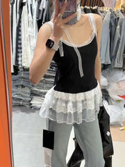 Hnewly Spring Summer New Style Lace Lace Splicing Sexy Neck Floral Strap Women's Tank Top