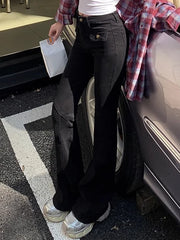 Woman New High Waist Fashion Oversized Flare Jeans Female Slim Fit Denim Bell Bottom Pants Female Retro Blue Black Gray Trousers