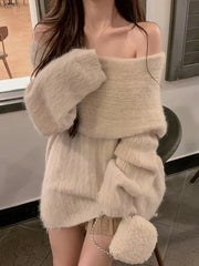 Hnewly trashy outfits Autumn Design Sexy White Knitted Sweater Women Long Sleeve Pure Color Korean Fashion Y2k Clothing Elegant Pullover Female