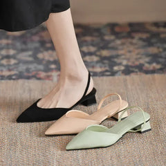 Hnewly New Fashion Summer Women Pumps Woman Buckle Beige Single Shoes Square Heels Comfortable Dress Party Shoes