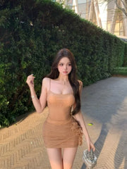 Hnewly Woman Dress Mesh Patchwork Sleeveless Slash Neck Flowers Backless Slim Summer Fashion Party Mini Dresses Club Sweet