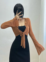 Hnewly Sexy Mesh Sunscreen Cardigan Summer Thin button Up designer korean shirt women Short Long Sleeve fashion tops P7DE